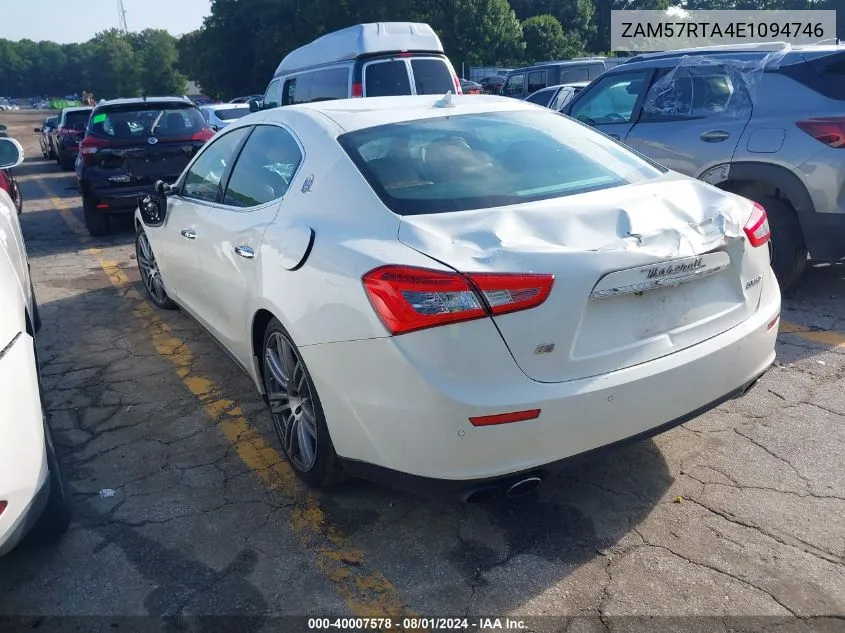 2014 Maserati Ghibli S Q4 VIN: ZAM57RTA4E1094746 Lot: 40007578