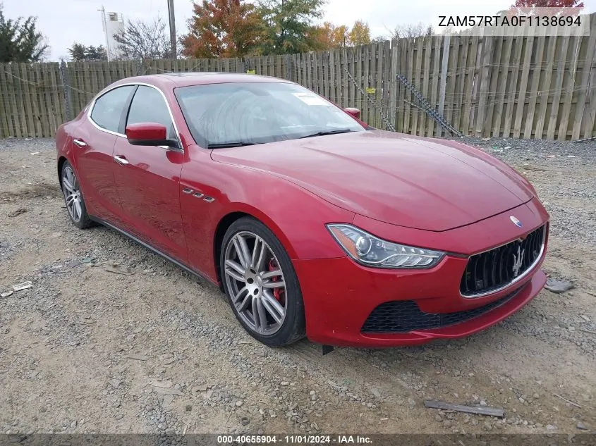 2015 Maserati Ghibli S Q4 VIN: ZAM57RTA0F1138694 Lot: 40655904