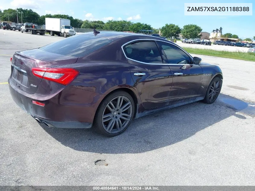 2016 Maserati Ghibli VIN: ZAM57XSA2G1188388 Lot: 40554641