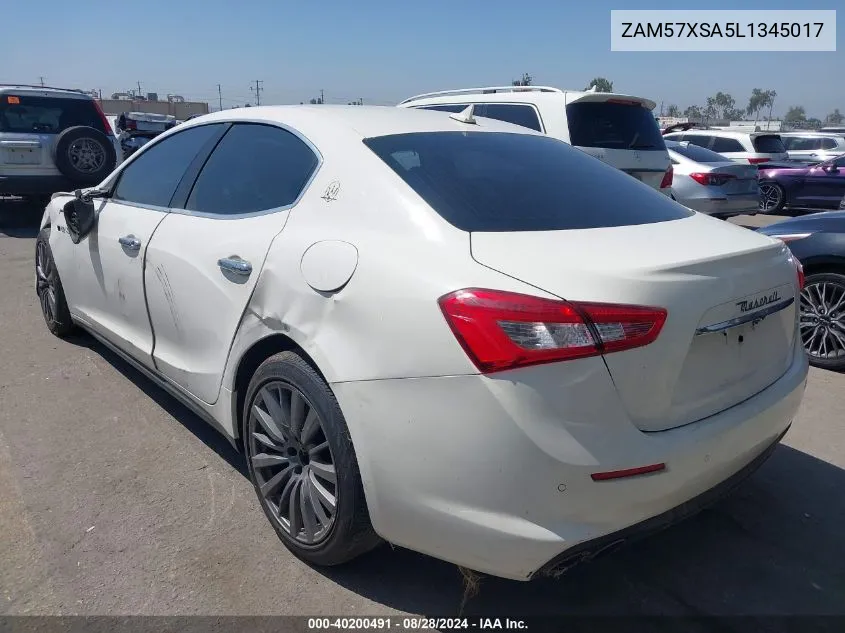 2020 Maserati Ghibli VIN: ZAM57XSA5L1345017 Lot: 40200491