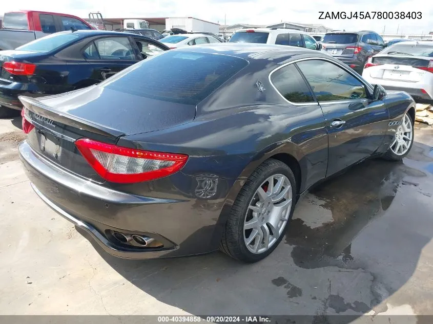 2008 Maserati Granturismo VIN: ZAMGJ45A780038403 Lot: 40394858