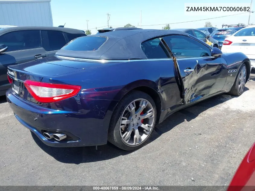 2012 Maserati Granturismo VIN: ZAM45KMA7C0060682 Lot: 40067859