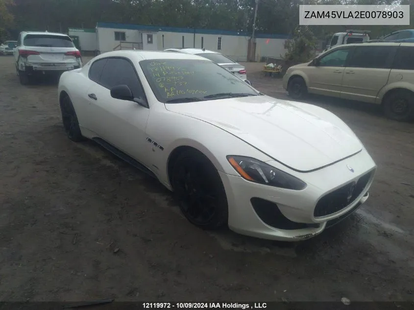 2014 Maserati Granturismo Mc/Sport VIN: ZAM45VLA2E0078903 Lot: 12119972