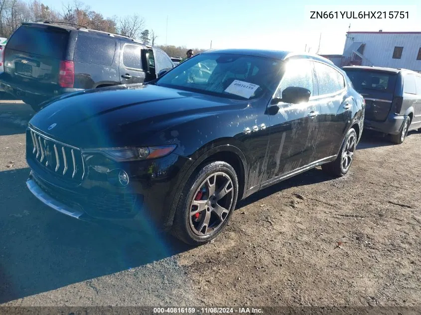 2017 Maserati Levante S VIN: ZN661YUL6HX215751 Lot: 40816159