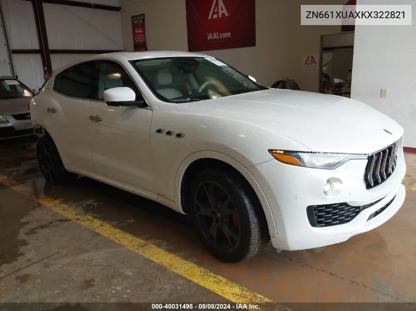 2019 Maserati Levante VIN: ZN661XUAXKX322821 Lot: 40031495