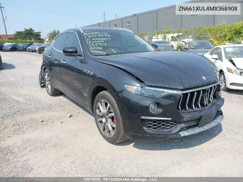 2021 Maserati Levante VIN: ZN661XUL4MX368908 Lot: 12074578