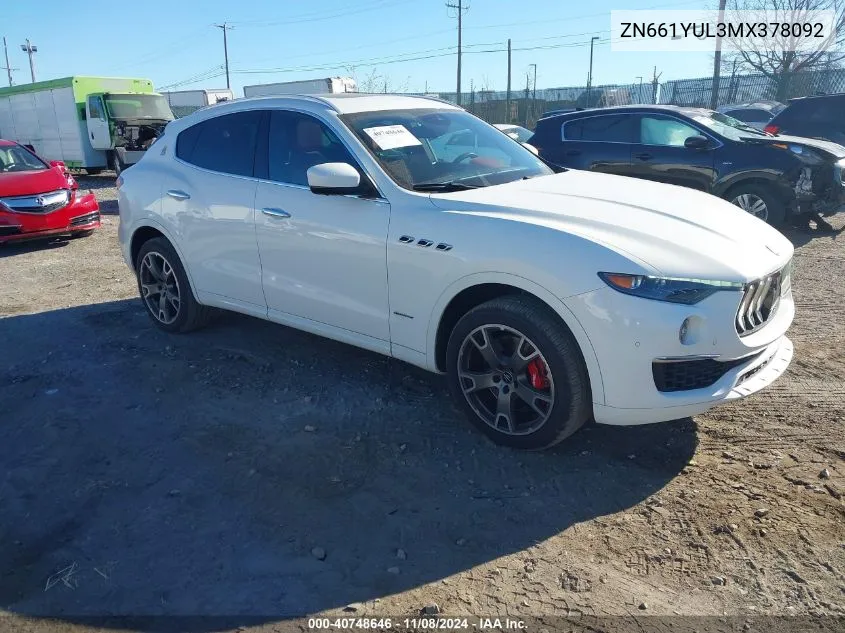 2021 Maserati Levante S Granlusso VIN: ZN661YUL3MX378092 Lot: 40748646