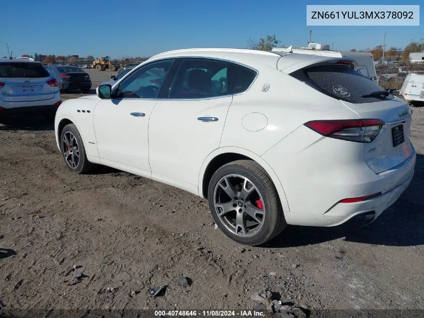 2021 Maserati Levante S Granlusso VIN: ZN661YUL3MX378092 Lot: 40748646