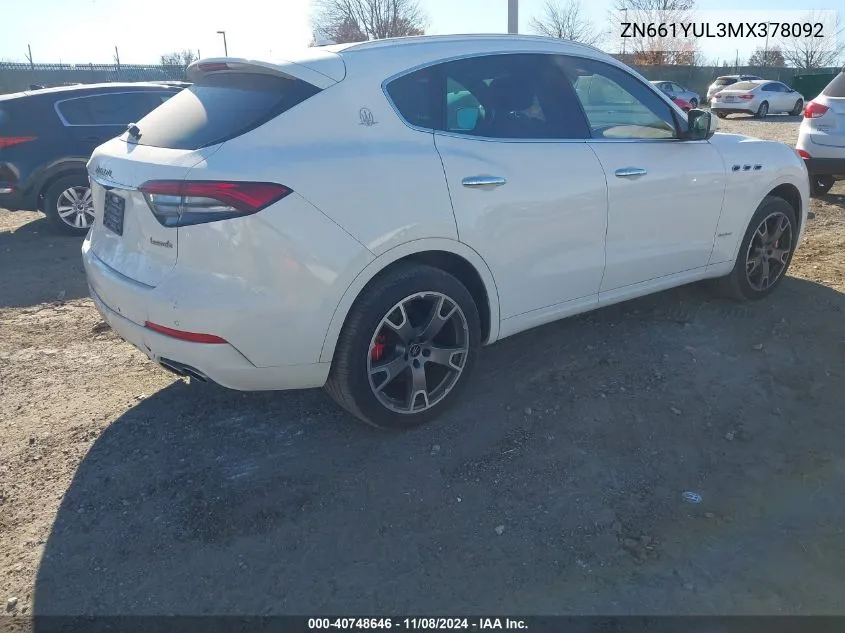 2021 Maserati Levante S Granlusso VIN: ZN661YUL3MX378092 Lot: 40748646