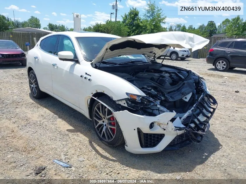 2022 Maserati Levante Modena VIN: ZN661YUM3NX400439 Lot: 39597664