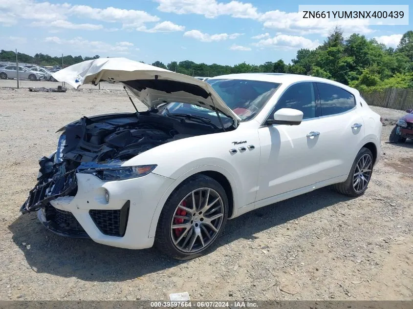 2022 Maserati Levante Modena VIN: ZN661YUM3NX400439 Lot: 39597664