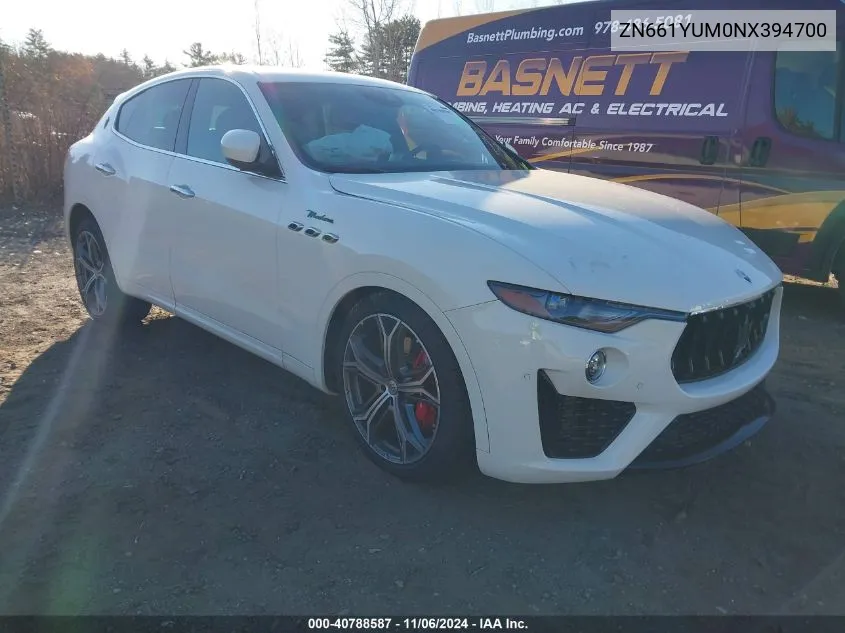 2022 Maserati Levante Modena VIN: ZN661YUM0NX394700 Lot: 40788587