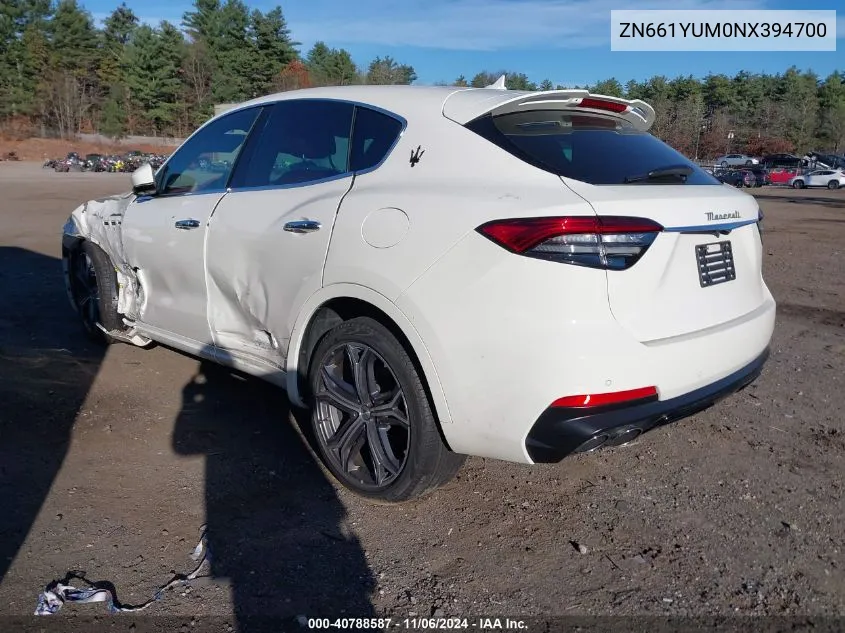 2022 Maserati Levante Modena VIN: ZN661YUM0NX394700 Lot: 40788587