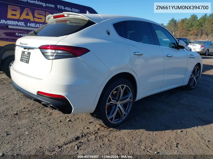 2022 Maserati Levante Modena VIN: ZN661YUM0NX394700 Lot: 40788587