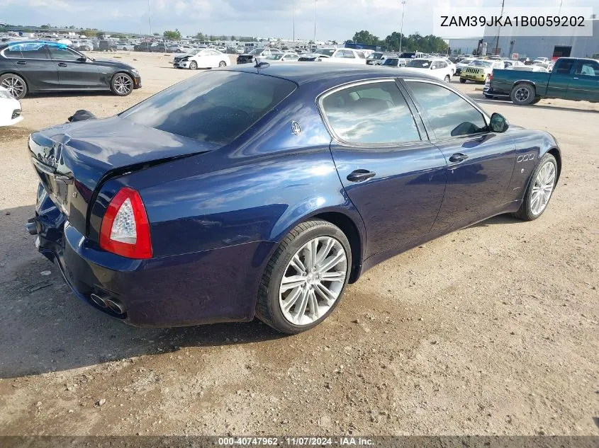 2011 Maserati Quattroporte S VIN: ZAM39JKA1B0059202 Lot: 40747962