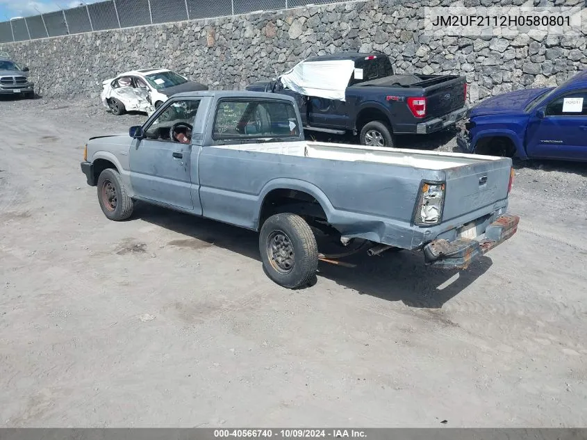 1987 Mazda B2000 Long Bed VIN: JM2UF2112H0580801 Lot: 40566740