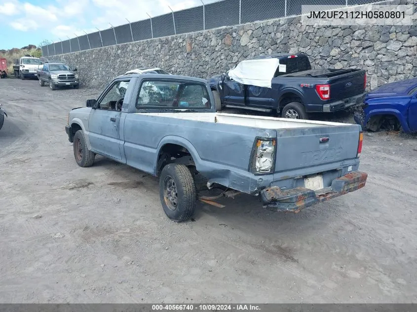 1987 Mazda B2000 Long Bed VIN: JM2UF2112H0580801 Lot: 40566740