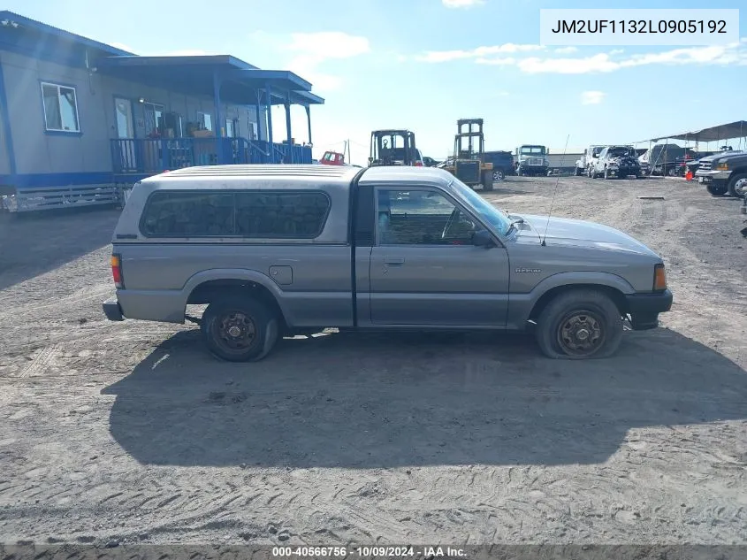 1990 Mazda B2200 Short Bed VIN: JM2UF1132L0905192 Lot: 40566756