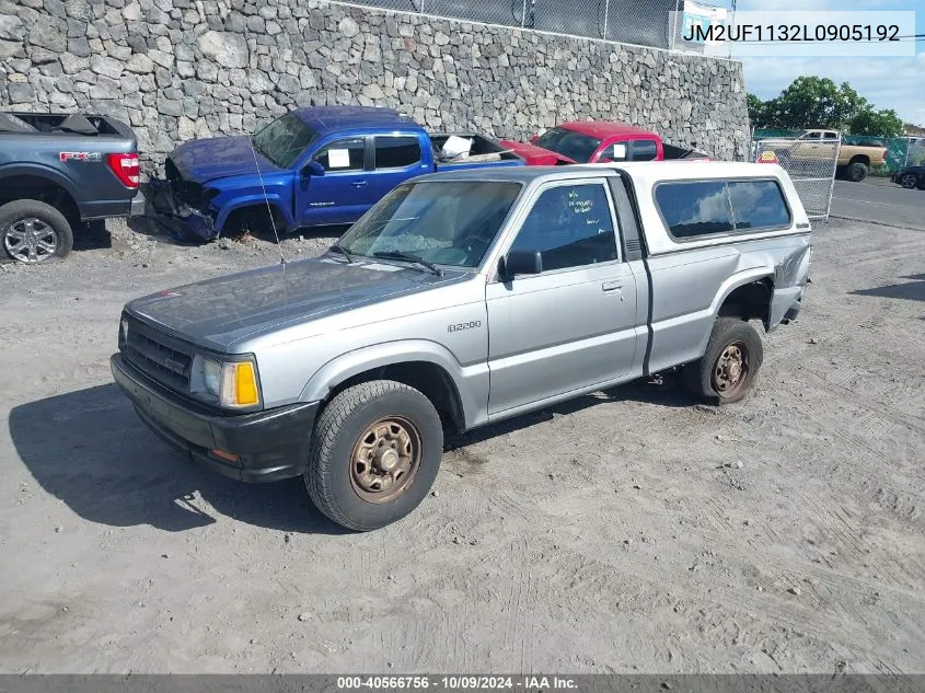 1990 Mazda B2200 Short Bed VIN: JM2UF1132L0905192 Lot: 40566756