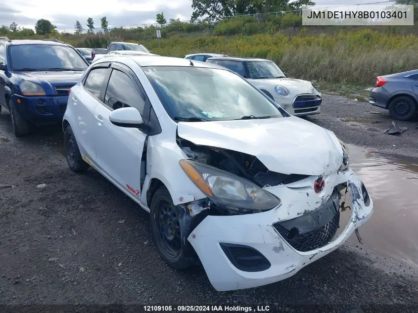 2011 Mazda Mazda2 VIN: JM1DE1HY8B0103401 Lot: 12109105