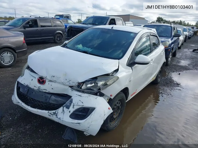 2011 Mazda Mazda2 VIN: JM1DE1HY8B0103401 Lot: 12109105