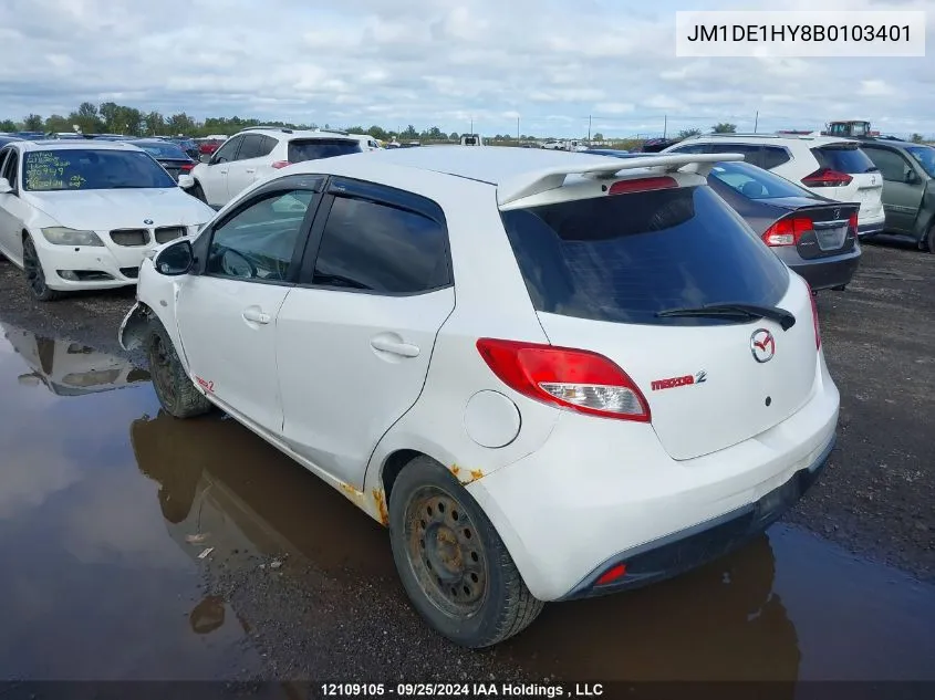 2011 Mazda Mazda2 VIN: JM1DE1HY8B0103401 Lot: 12109105