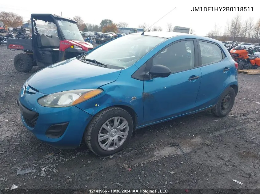 2011 Mazda Mazda2 VIN: JM1DE1HY2B0118511 Lot: 12143966