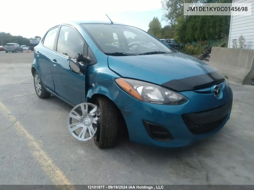 2012 Mazda Mazda2 VIN: JM1DE1KY0C0145698 Lot: 12101977