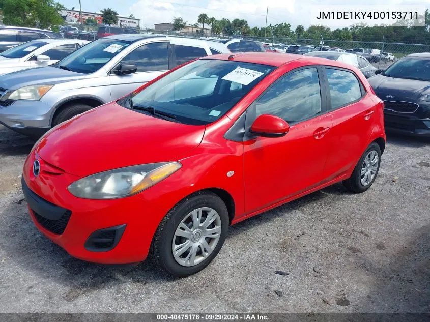 2013 Mazda Mazda2 VIN: JM1DE1KY4D0153711 Lot: 40475178