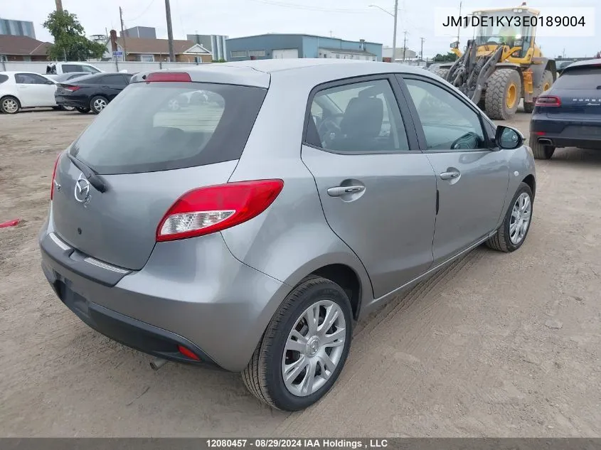 2014 Mazda Mazda2 Sport VIN: JM1DE1KY3E0189004 Lot: 12080457