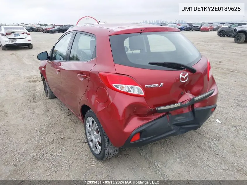 2014 Mazda Mazda2 VIN: JM1DE1KY2E0189625 Lot: 12099431