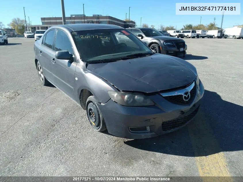 2007 Mazda Mazda3 I VIN: JM1BK32F471774181 Lot: 20177571