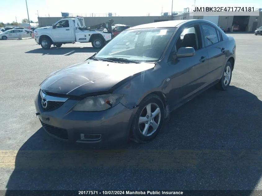 2007 Mazda Mazda3 I VIN: JM1BK32F471774181 Lot: 20177571