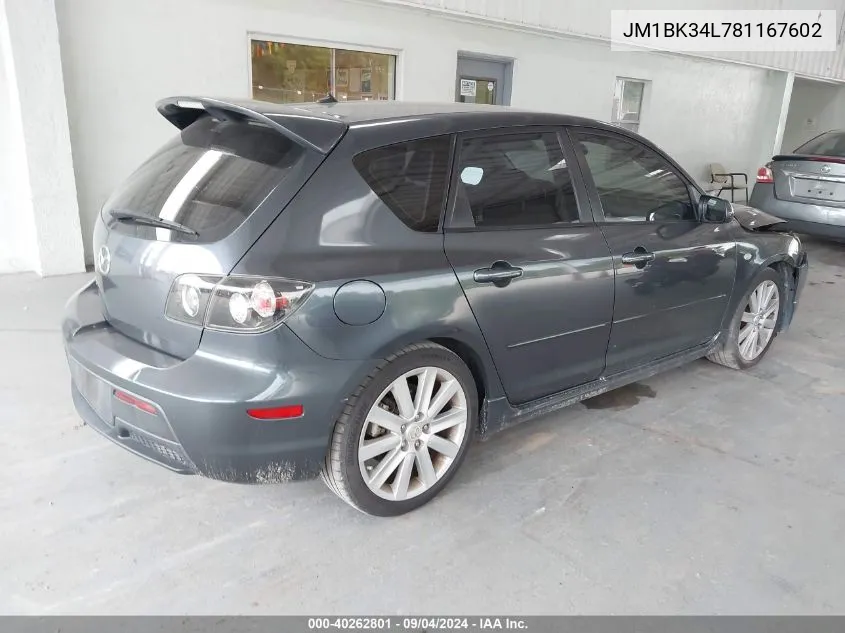 2008 Mazda Mazdaspeed3 3 VIN: JM1BK34L781167602 Lot: 40262801