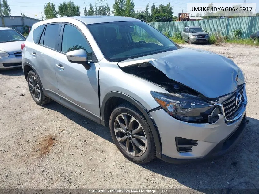 2016 Mazda Cx -5 Gt 4Dr Awd VIN: JM3KE4DY6G0645917 Lot: 12089288