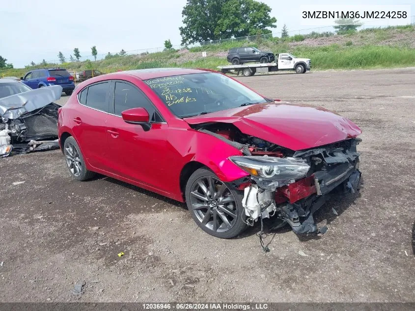 2018 Mazda Mazda3 Sport VIN: 3MZBN1M36JM224258 Lot: 12036946