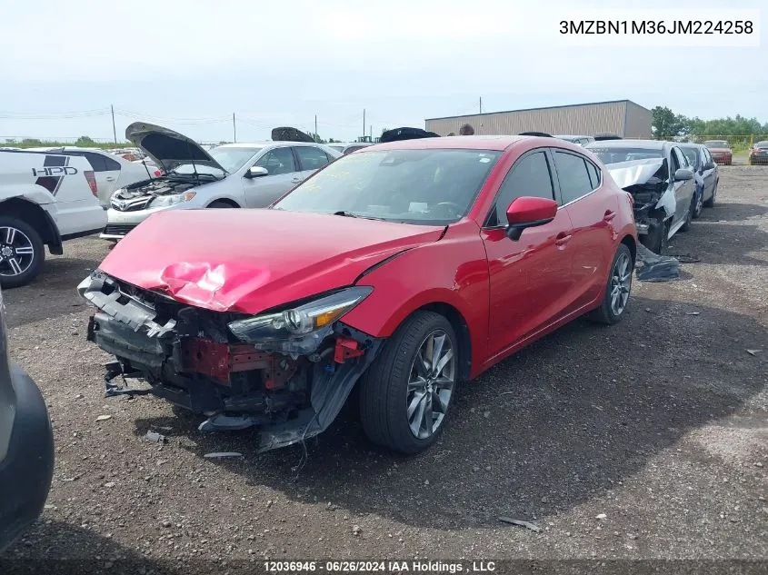 2018 Mazda Mazda3 Sport VIN: 3MZBN1M36JM224258 Lot: 12036946