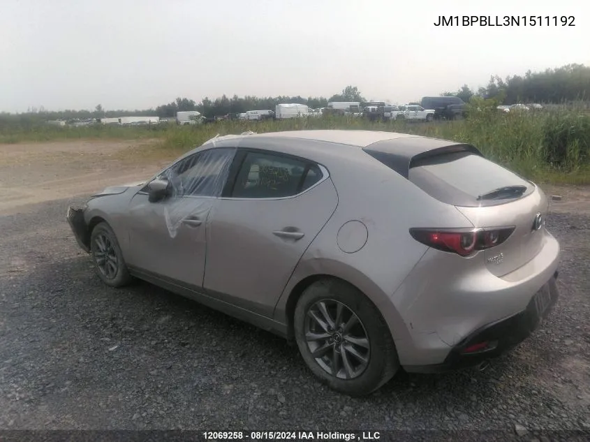 JM1BPBLL3N1511192 2022 Mazda Mazda3 Sport