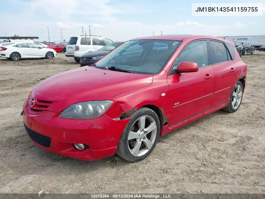 2004 Mazda Mazda3 VIN: JM1BK143541159755 Lot: 12070264