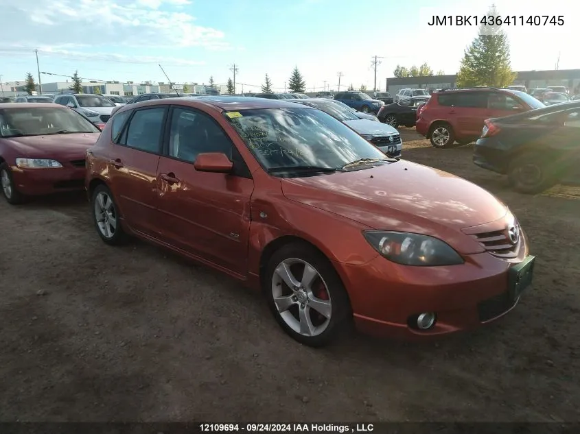 2004 Mazda Mazda3 VIN: JM1BK143641140745 Lot: 12109694