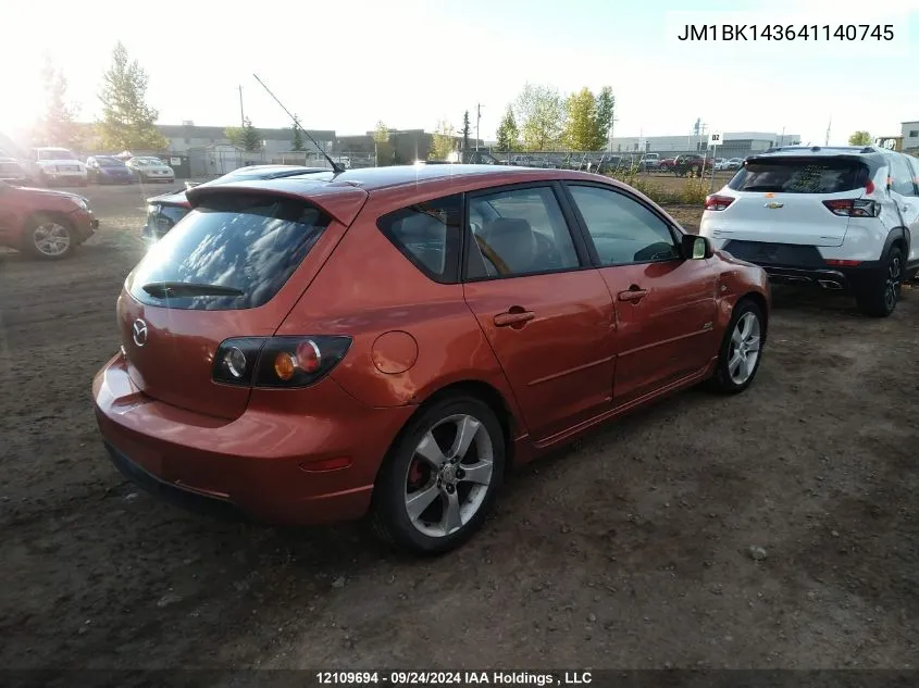 2004 Mazda Mazda3 VIN: JM1BK143641140745 Lot: 12109694