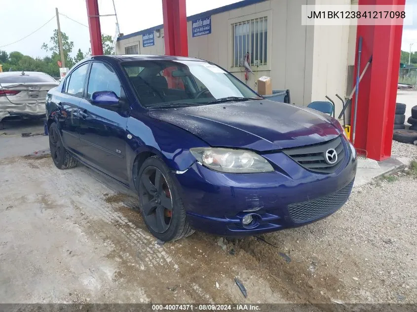 2004 Mazda Mazda3 S VIN: JM1BK123841217098 Lot: 40074371