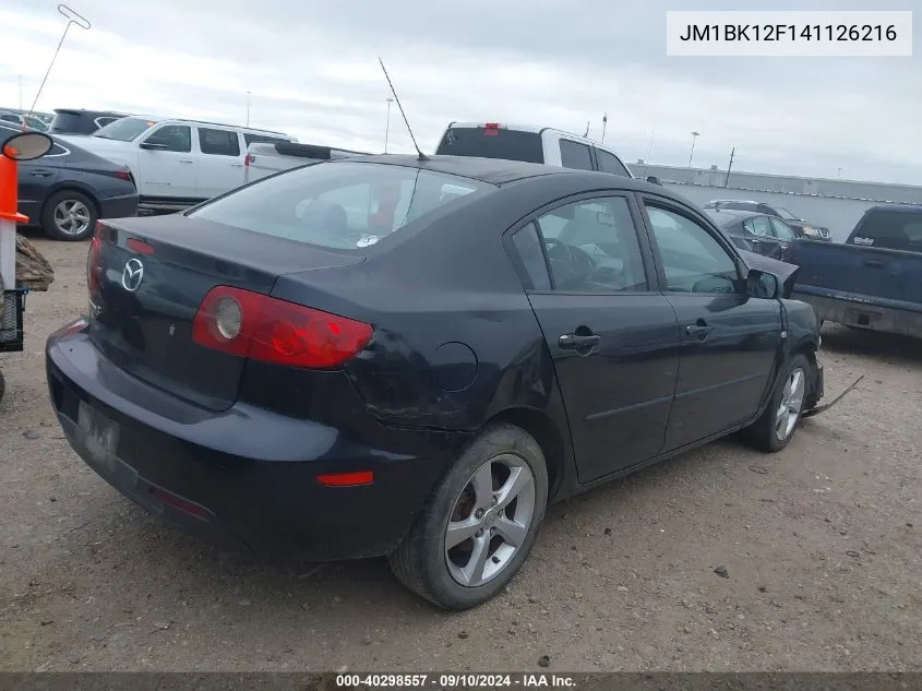 2004 Mazda 3 I VIN: JM1BK12F141126216 Lot: 40298557