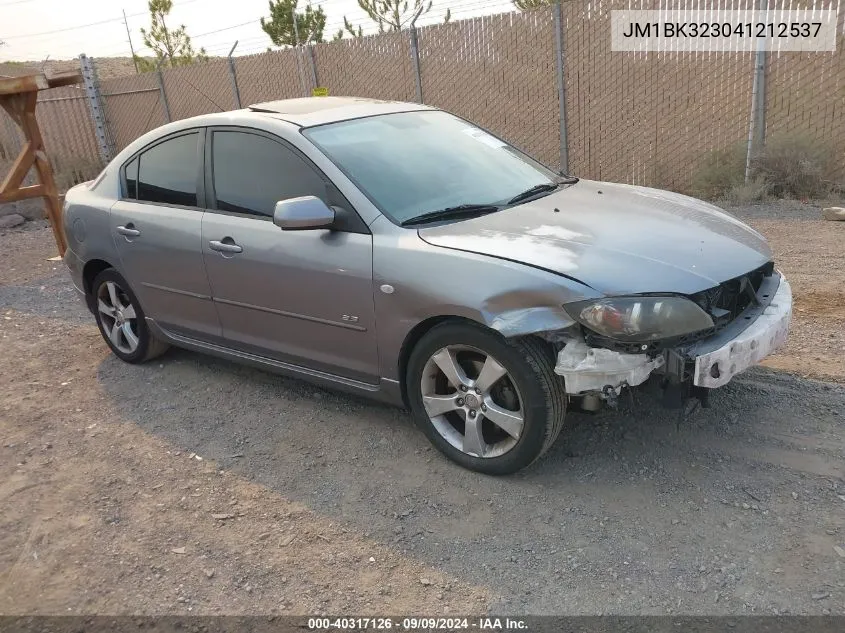 2004 Mazda Mazda3 S VIN: JM1BK323041212537 Lot: 40317126