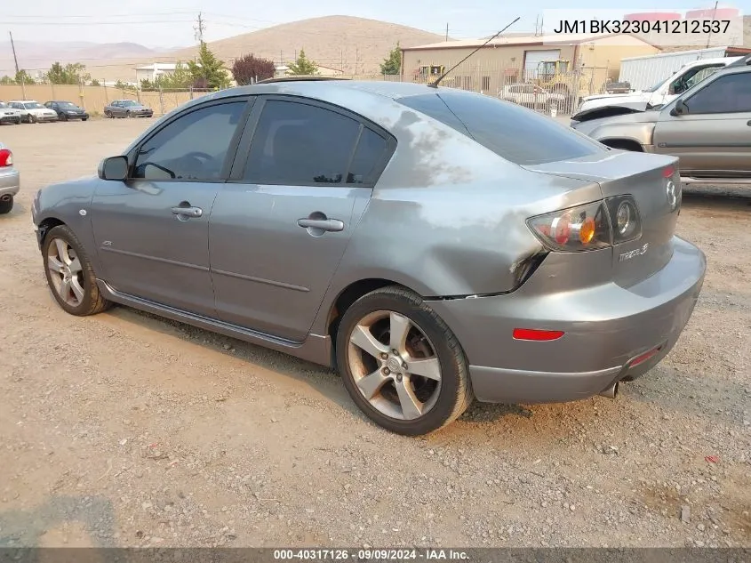 2004 Mazda Mazda3 S VIN: JM1BK323041212537 Lot: 40317126