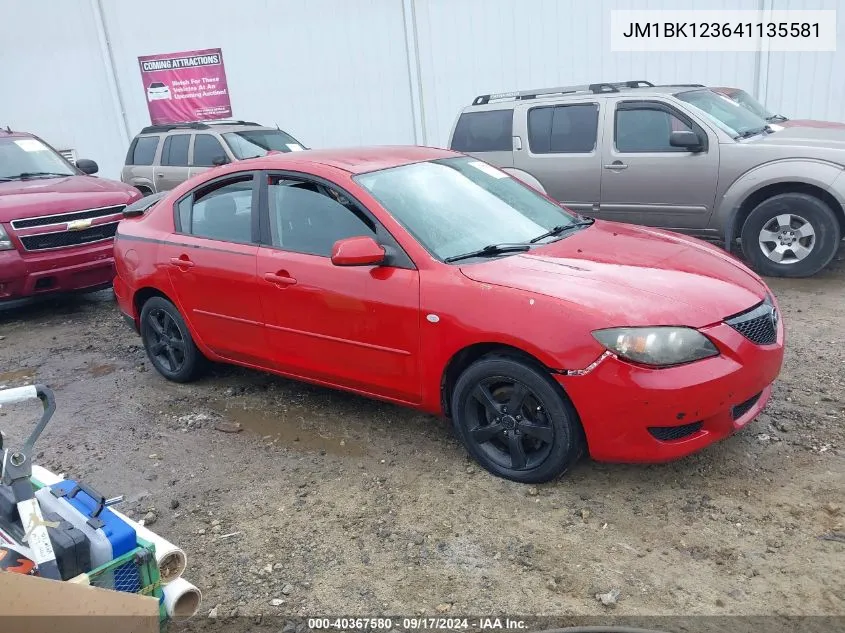 2004 Mazda Mazda3 S VIN: JM1BK123641135581 Lot: 40367580