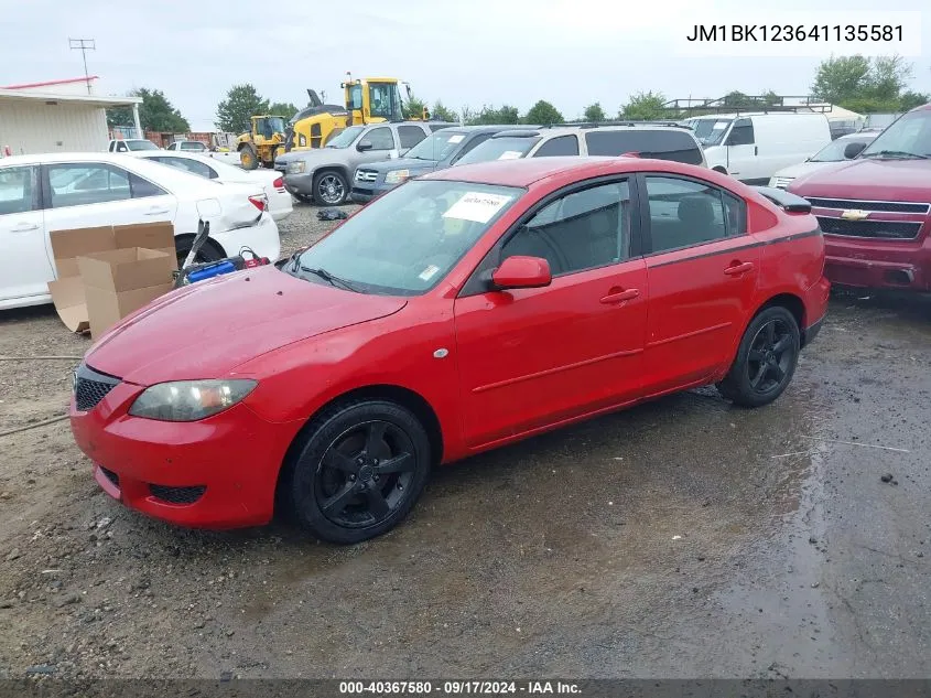 JM1BK123641135581 2004 Mazda Mazda3 S