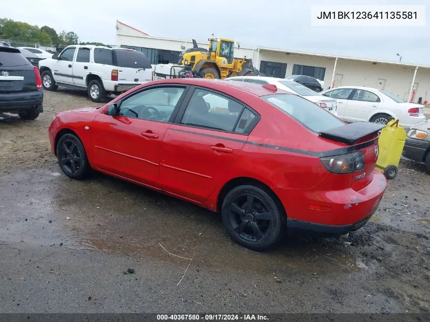 2004 Mazda Mazda3 S VIN: JM1BK123641135581 Lot: 40367580