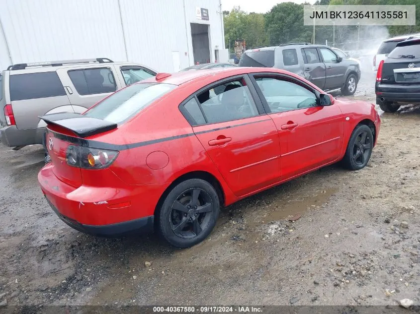 JM1BK123641135581 2004 Mazda Mazda3 S