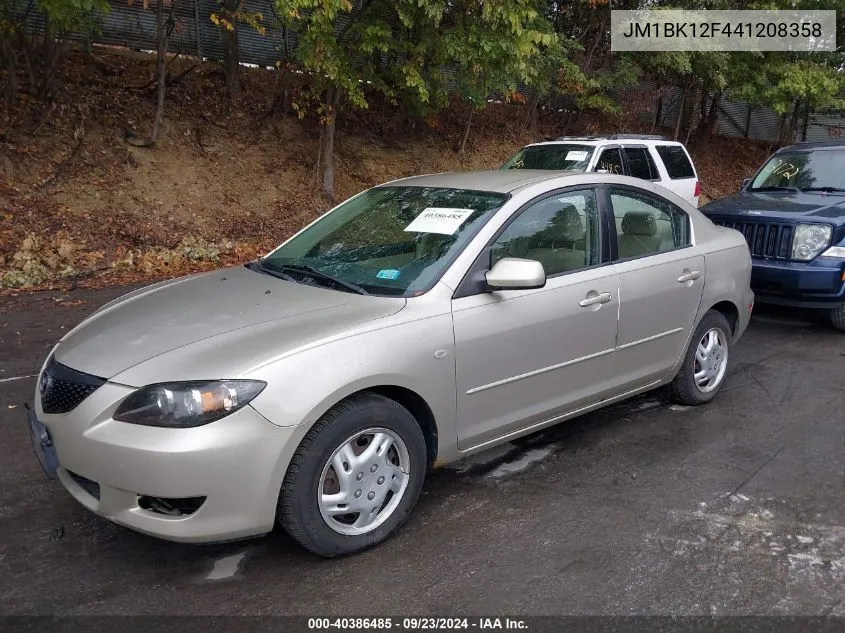 2004 Mazda Mazda3 I VIN: JM1BK12F441208358 Lot: 40386485